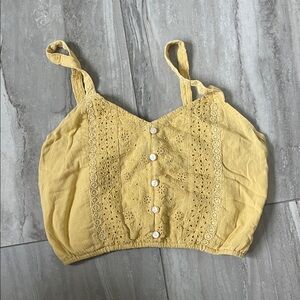 American Eagle Outfitters Yellow Lace Tank Top